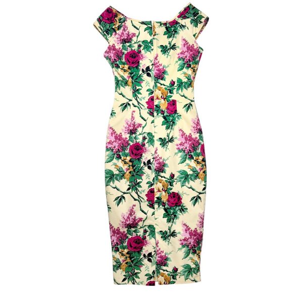 NWT PINUP COUTURE FLORAL WIGGLE DRESS MIDI RETRO BLOOMCORE GLAM VIXEN LRG - Picture 2 of 7